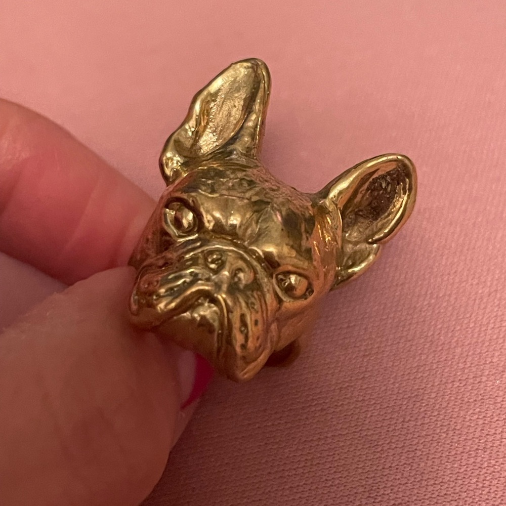 **Frenchie Lovers!** Gold brass French Bulldog ring